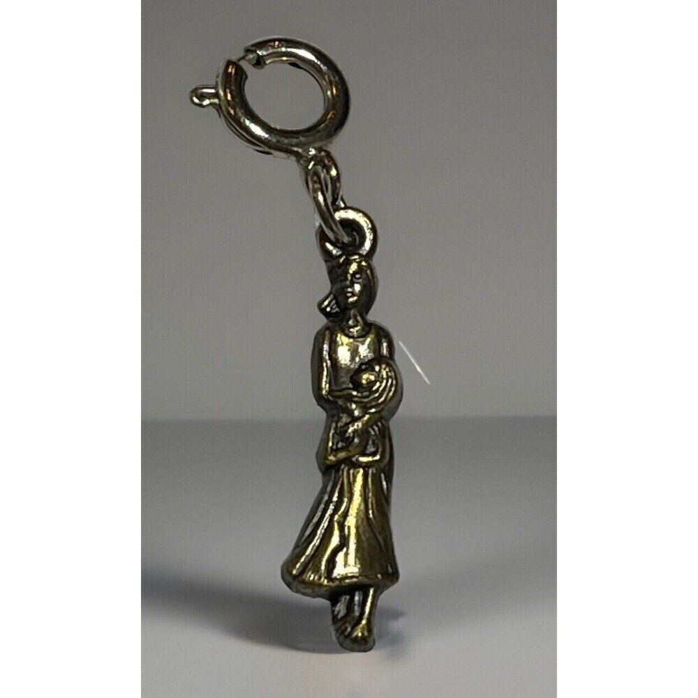 Mother & Child Brass Small Charm Pendant Breast Cancer Survivor Collectable 2007